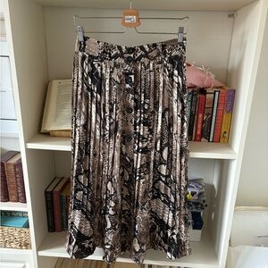 Snakeprint Pleated Maxi Skirt